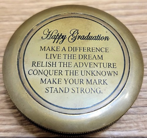 Vintage Collectible Brass Compass Quote Engraved Antique Reproduction Best Gift. - Picture 2 of 7