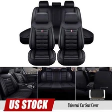 5-Seat 4 Season Car Seat Cover PU Leather Front&Rear Cushion Full Set Universal