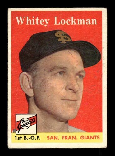 1958 Topps Baseball #195 Whitey Lockman FALASED arme San Francisco Riesen