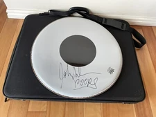 John Densmore of The Doors REAL Hand SIGNED 18" Drumhead Autographed with Case