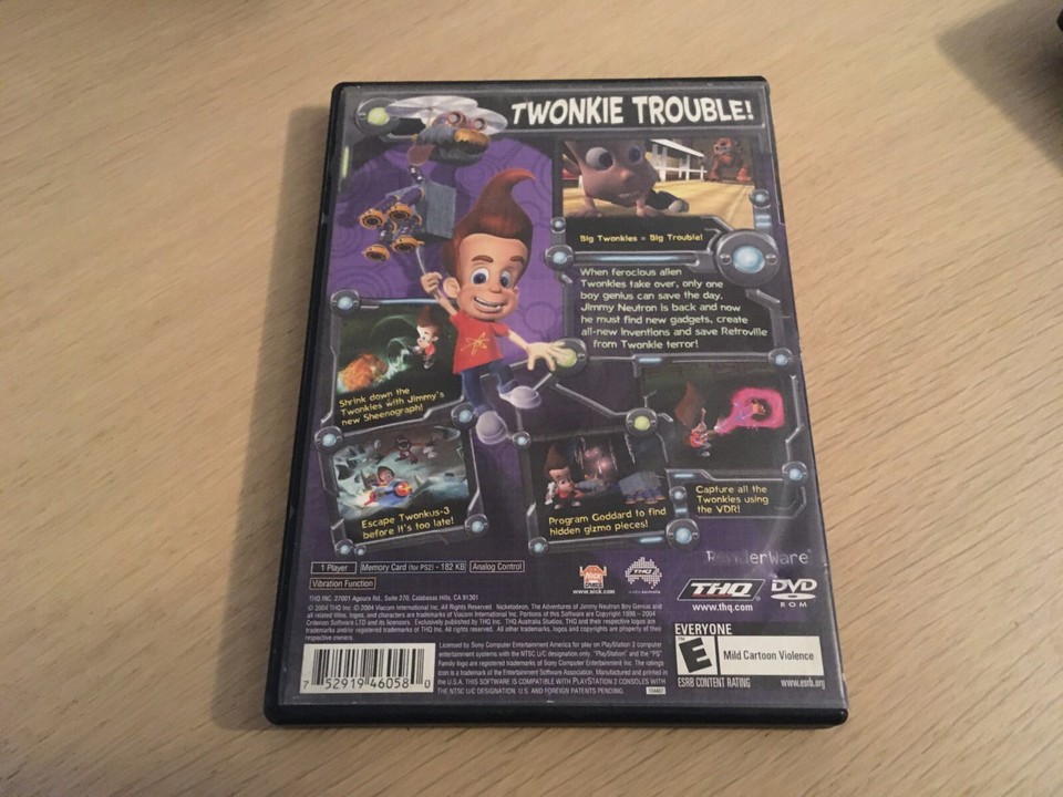 Jimmy Neutron Boy Genius Attack of the Twonkies PS2 GAME missing