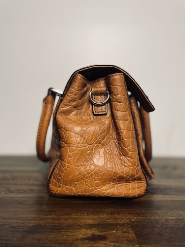 Michael Kors Sloan Crocodile Embossed Leather Brown 2Way Satchel Crossbody Bag - Picture 4 of 24