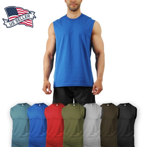 Mens Sleeveless Casual Muscle Tank Top Premium Cotton For Performance - 第 1/44 張圖片
