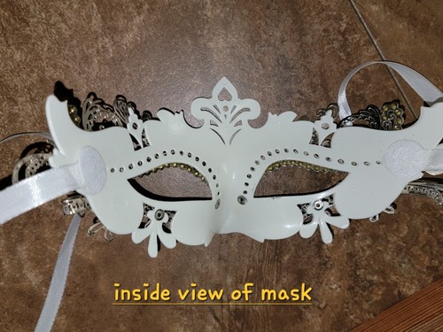 MASQUERADE MASK for women silver/white... very cute - Picture 4 of 8
