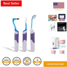 Powerful Tooth Stain Remover Kit - LED Light - Dental Scraper - Travel-Friendly