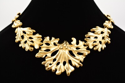 Fernando Originals Collar Necklace Leaf Chunky Brushed Gold