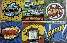NWT Retro Batman Comics, Set of 6 Mounted Canvases for Wall, Each 5.88" Sq.