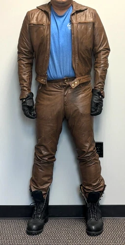 Sharold Leathers Vintage Biker Leather Suit - Leather Jacket, Pants, and Vest