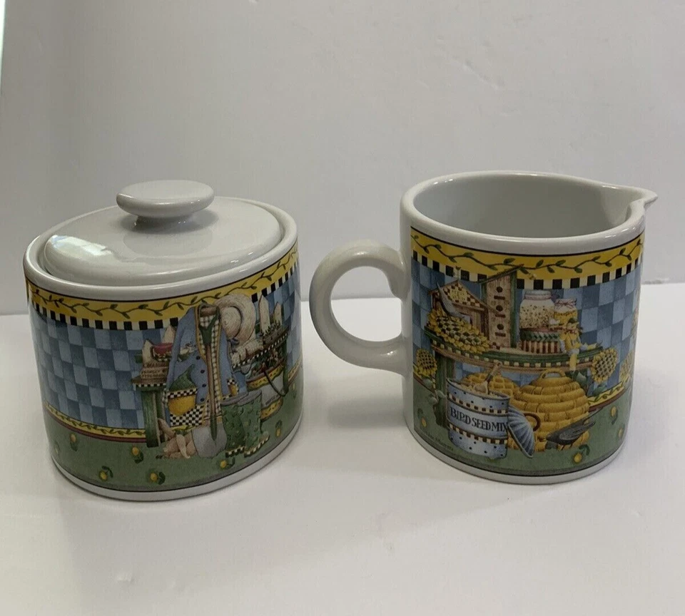 Sakura Garden Vignette Crema Sugar Bowl Tapa Debbie Mumm 1999 Foto 3 de 4