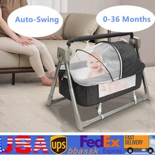 Portable Electric Baby Swing Cradle Bassinet Rocking Crib Infant w/Bluetooth NEW