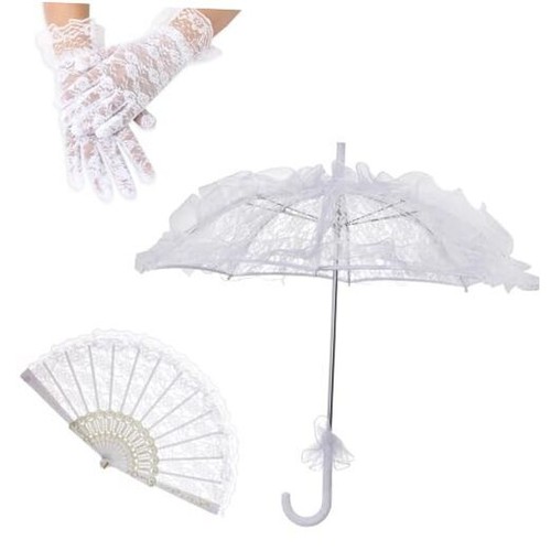 White Lace Parasol Umbrella Vintage Wedding Bridal Umbrella Parasol Lace