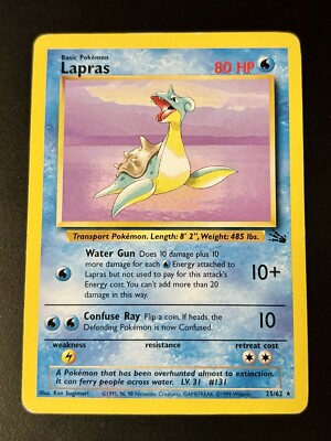 1995 lapras pokemon card 1995, 96, 98 Pokémon LAPRAS 25/62 - Great Shape & Quick Shipping!