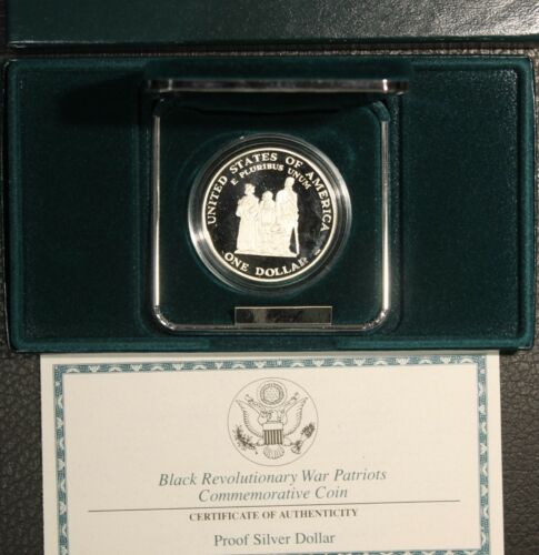 1998 Black Revolutionary War Commemorative Proof Silver Dollar OGP MINT0049/SN - Picture 2 of 3