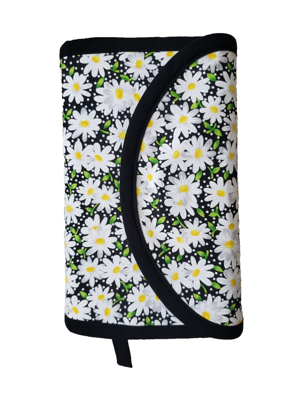 BOOK COVER (standard size paperback) - daisy theme pattern cotton fabric
