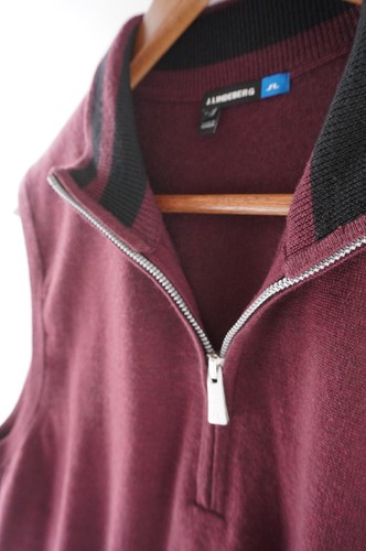 J.Lindeberg Gr. XL rot ärmellos Reißverschluss Weste Merinowolle Acryl Herren - Bild 10 von 12