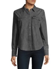 NWT Calvin Klein Jeans Vintage Slim Fit Denim Shirt In Dark Gray Size Medium