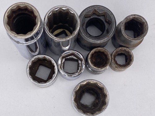 VTG Made USA Steel Sockets Lot of 9 - 1/2 Inch and 3/8 Inch Drives - Picture 6 of 6