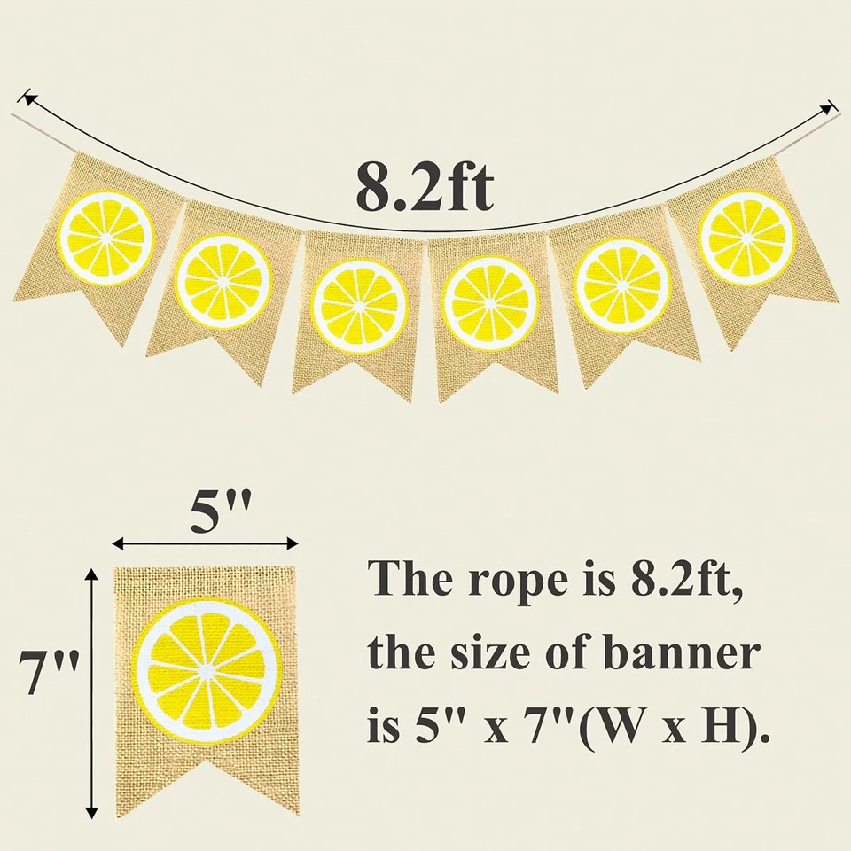 Guirnalda Banner Arpillera Limón Temática Colgante Bunting Decoración Fiesta, Limonada S Foto 2 de 4