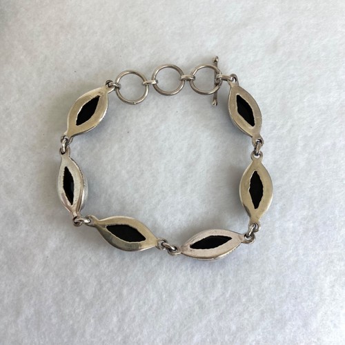 Sterlingsilber Südwest-Stil Marquise schwarzer Onyx Gliederarmband 6" - 6,75" - Bild 20 von 24