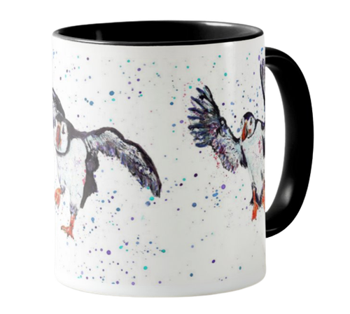 Frailecillo Acuarela Arte Color Taza Taza Regalo Cumpleaños Trabajo Oficina - Imagen 12 de 15