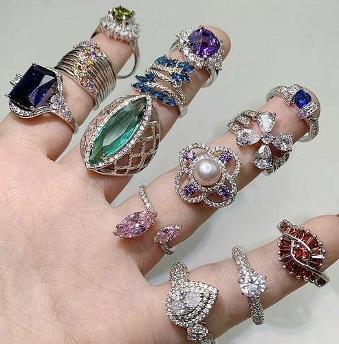 5-100pcs Rings Wholesale Lot Mix Gemstones Gold Silver Plated Jewellery Gifts - Picture 8 of 19