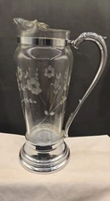 Rare Vintage Swiss Thorens Pre Reuge Music Box   Pitcher. NewYork Etched Glass