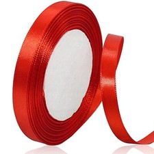 Red Satin Ribbon 1-1/2" x 25 Yards Solid Fabric for Crafts Gift Wrapping