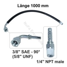 Gasschlauch 1000 mm für LPG Stapler - 1/4 Zoll NPT männlich x 3/8 Zoll SAE-90°