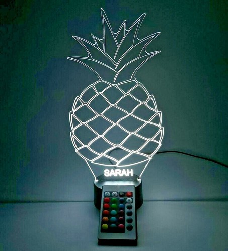 Ananas Nachtbeleuchtung Lampe beliebiger Name LED personalisiert mit Fernbedienung Ananas Pina - Bild 4 von 12