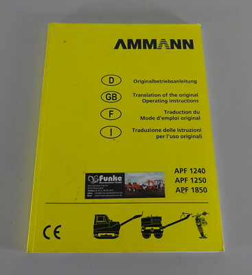 Operating Instructions/Manual Ammann Shaker Apf 1240/1250/1850 Stand 08/2011