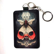 Magical death heads moth occult, credit card, key chain wallet, gothic witchy