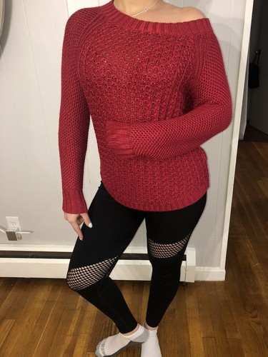 Red Sweater Chunky Open Knit 