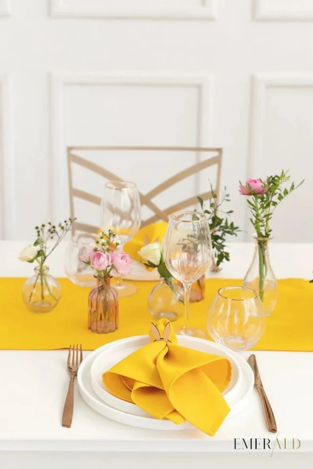 50 Piece Yellow Mustard Napkins Handcrafted Family Event Table Decor Napkins - Image 2 of 4