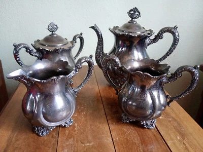 WEBSTER & SON - ART NOUVEAU Service thé ou café de 4 pièces métal argenté - USA - Photo 1/4