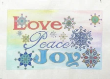 Robbyn's Nest Designs Love Peace Joy Pillow Sign Handpainted  Needlepoint Canvas