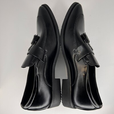 Classic Comfort Mens Black Pointed Toe Tasseled Slip On Size 