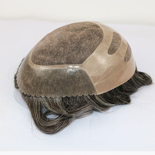 Hair Replacement Skin & Lace Toupee Top Men's Hairpiece Bond System Soft - Picture 10 of 48