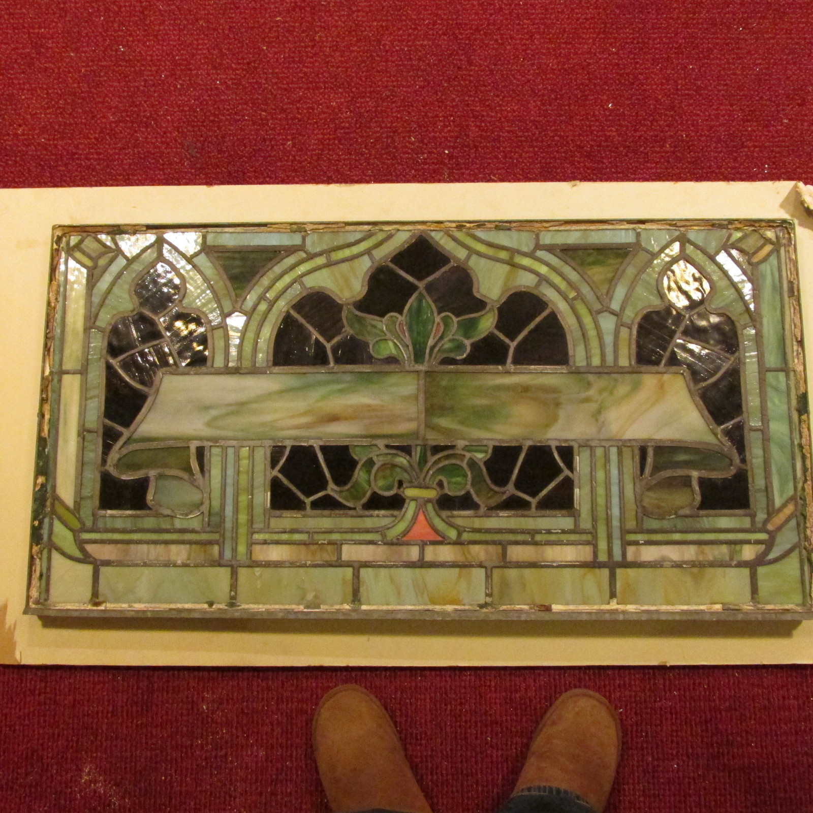 antique stained glass panel eBay