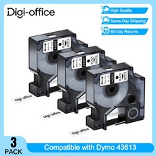 3 Packs 43613 Black on White Label Tape for DYMO D1 LabelManager 260P 6mm 1/4"
