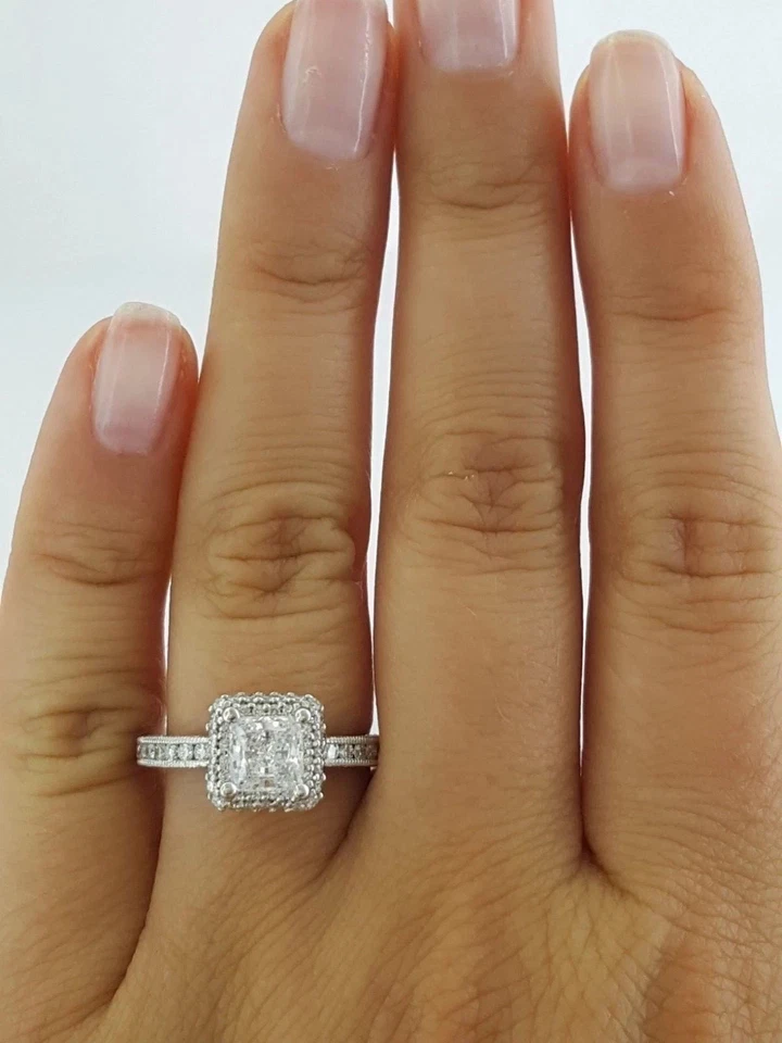 TACORI Blooming Beauties HT 2520 EC 8.5 X 6 Platinum Semi-Mount Engagement Ring - Image 4 of 4