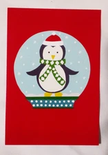 Christmas Greeting Card, Penguin, Santa Hat, Scarf, Santa Claus Hat
