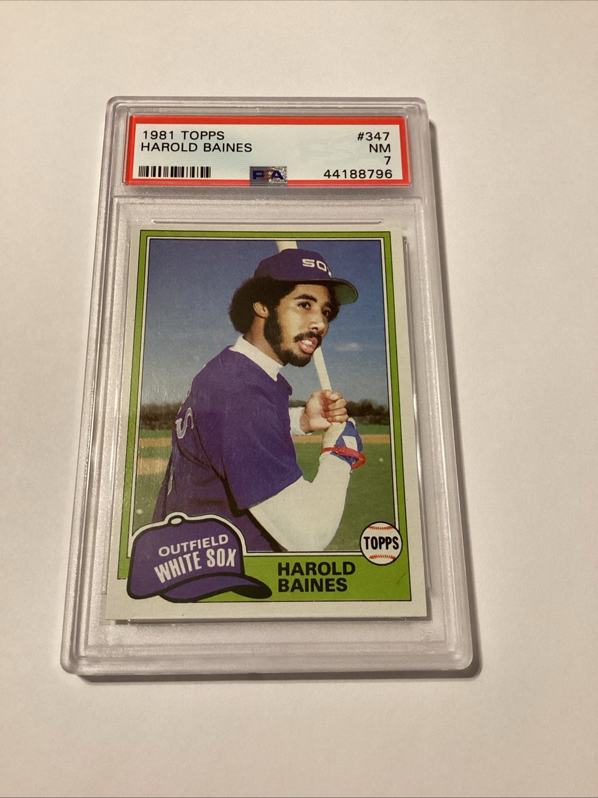 1981 Topps # 347 - Harold Baines - Rookie RC - PSA 7 NM - HOF - Chicago (8796)