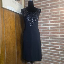 Made in USA Black Sequin Lace Cocktail Dress Plus Size 1X Evening Party Holiday