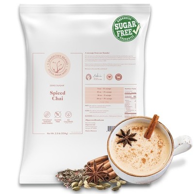 5 SPARROWS Healthy Sugar-Free Spiced Chai Tea Latte Powder - Stevia-Sweetened...
