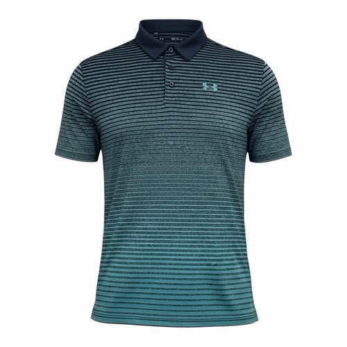 Under Armour Heat Gear Playoff Polo Loose Fit Golf Shirt Mens M Blue Ombré