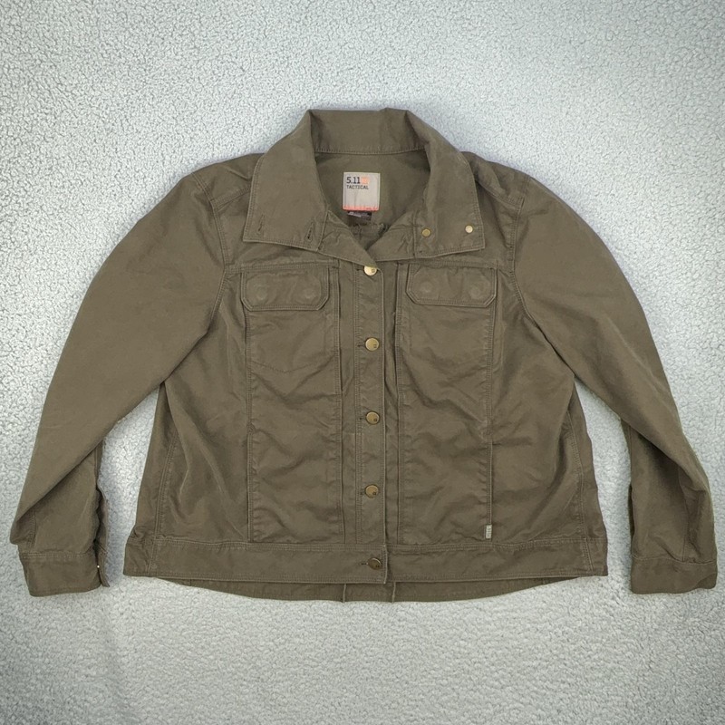 5.11 Tactical Jacket Mens XL Brown Canvas Snap Front Utility Workwear Outdoor