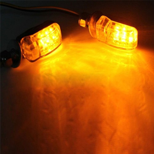 2X 6LED Motorcycle Mini Amber Turn Signal Lights Blinkers Indicators Black LJ AF - Picture 6 of 10