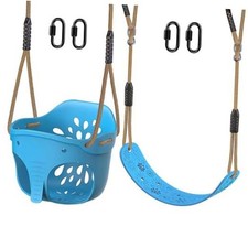 2Pcs High Back Full Bucket Toddler Swing Seat 2pcs Blue Full Bucket Swing Seat