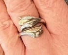 Beautiful Sterling Silver 925 AVON TULIP LILY Adjustable Wrap Ring Size 7.5- Vtg