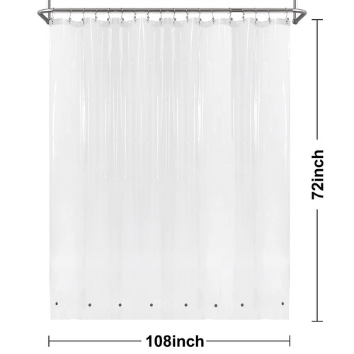 Extra Wide Shower Curtain Liner 108" x 72" with 8 Magnets - Waterproof PEVA A... - Picture 7 of 8